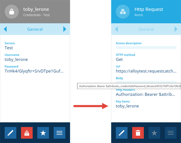 Referencing an example item in an example HTTP Request